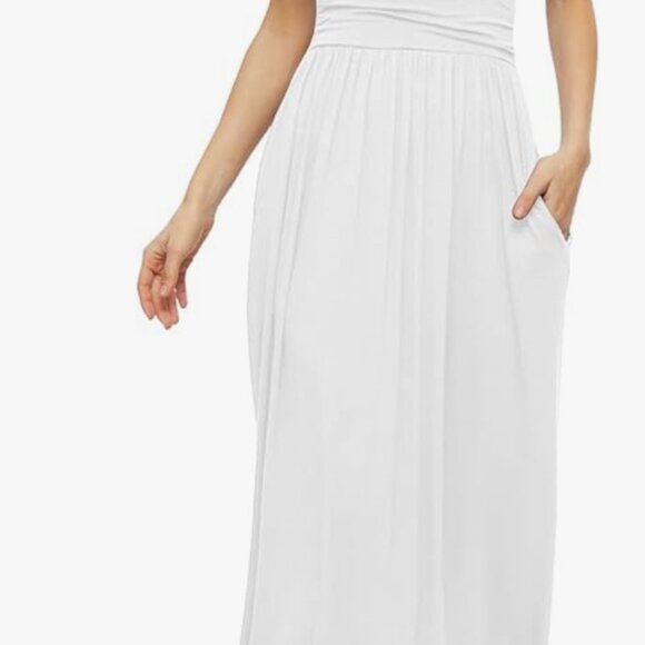 LILBETTER Women's Summer Short Sleeves Dress Wrap Waist Maxi Dresses with Pocket - Picture 15 of 15